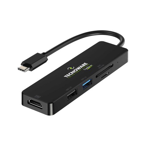 Tecnoware FHUB17693 laptop dock/port replicator USB 3.2 Gen 1 (3.1 Gen 1) Type-C Black