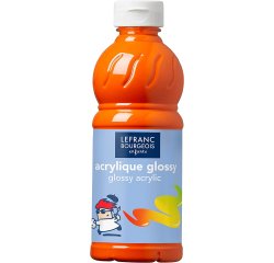 Peinture acrylique lefranc bourgeois glossy fluide brillante indélébile multi-supports orange flacon 500ml