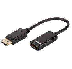DLH Adaptateur Displayport (M) vers HDMI (F) - Longueur 23cm - HDMI 2.0 (4K / 3840x2160 / 60Hz) - Noir