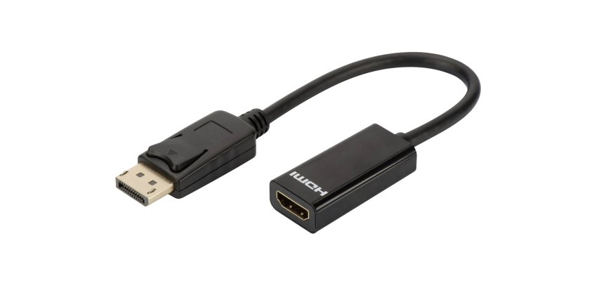 DLH Adaptateur Displayport (M) vers HDMI (F) - Longueur 23cm - HDMI 2.0 (4K / 3840x2160 / 60Hz) - Noir