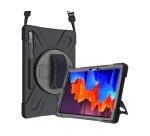 DLH Coque renforcée avec emplacement stylet, bandoulière, poignée rotative et pied support pour SAMSUNG Galaxy Tab S7 FE (SM-T730 / SM-T733 / SM-T735 / SM-T736 / SM-T737) / Galaxy Tab S7+ (SM-T970 / SM-T975 / SM-T976) et Galaxy Tab S8+ (SM-X800 / SM-X806)