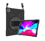 DLH Coque renforcee avec emplacement stylet, bandouliere, poignee rotative et pied support pour Apple iPad Pro 12.9" 5eme génération (2021)