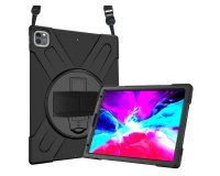 DLH Coque renforcee avec emplacement stylet, bandouliere, poignee rotative et pied support pour Apple iPad Pro 12.9" 5eme génération (2021)