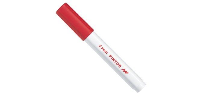 Marqueur pilot pintor peinture base d'eau ultra-couvrante multi surface pointe fine résistante coloris rouge