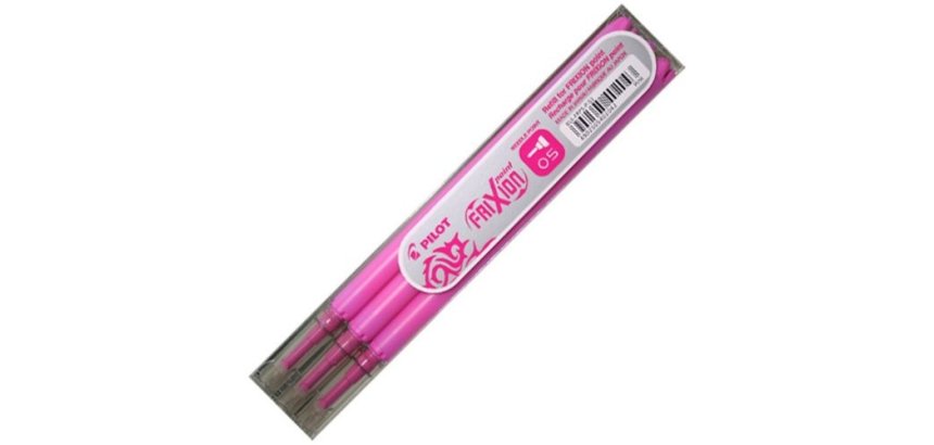 Recharge roller pilot frixion point pointe aiguille 0.3mm encre effaçable coloris rose set de 3 unités