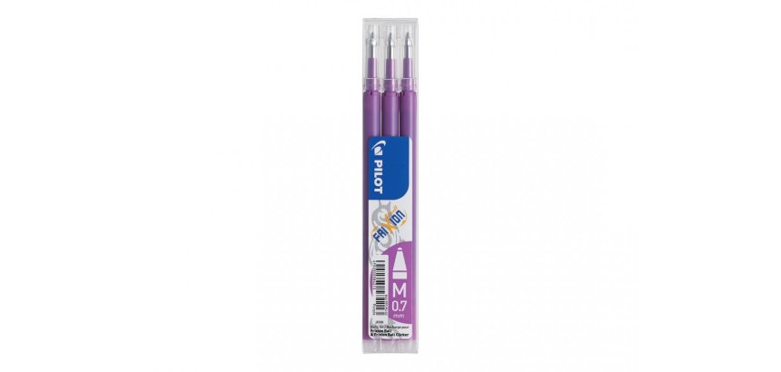 Recharge pilot frixion ball pointe moyenne coloris mauve  set 3 unites
