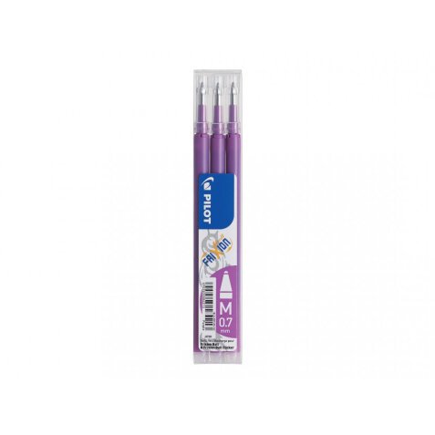 Set de 3 recharges pour roller FriXion Ball 07. Pointe moyenne 0,7 mm. Encre Mauve