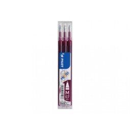 Set de 3 recharges pour roller FriXion Ball. Pointe moyenne 0,7 mm. Encre Rouge bordeaux