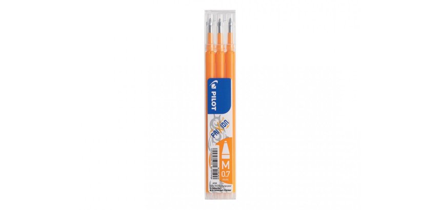 Recharge roller pilot frixion ball 07 pointe moyenne        coloris orange abricot - set  de 3 un
