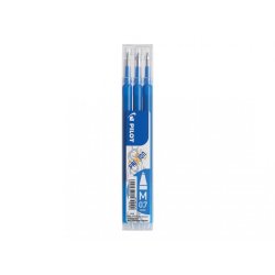 Set de 3 recharges pour roller FriXion Ball. Pointe moyenne 0,7 mm. Encre Bleue ciel