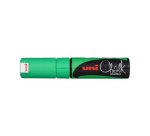 Marqueur craie uniball chalk pointe biseautee large 8mm ideale ardoise vitrine resiste pluie coloris vert fluo