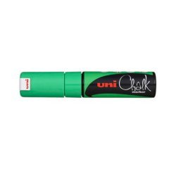 Marqueur craie uniball chalk pointe biseautee large 8mm ideale ardoise vitrine resiste pluie coloris vert fluo