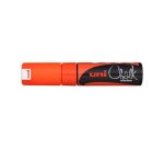Marqueur craie uniball chalk pointe biseautee large 8mm ideale ardoise vitrine resiste pluie coloris orange fluo