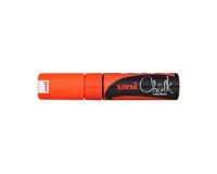 Marqueur craie uniball chalk pointe biseautee large 8mm ideale ardoise vitrine resiste pluie coloris orange fluo