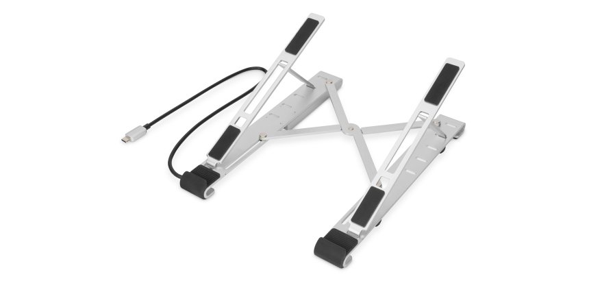 Digitus Soporte variable para notebook con hub USB-C™ integrado, 5 puertos