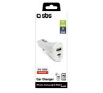 SBS Chargeur allume cigare 20W 1 x USB- A - 1 x USB-C