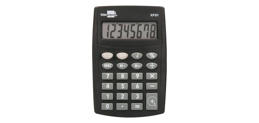 Calculadora liderpapel bolsillo xf01 8 digitos pilas color negro 99x64x9 mm