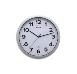 Wanduhr MAULstep RC Ø40x5cm Kunststoff silber/weiß mit Batterie