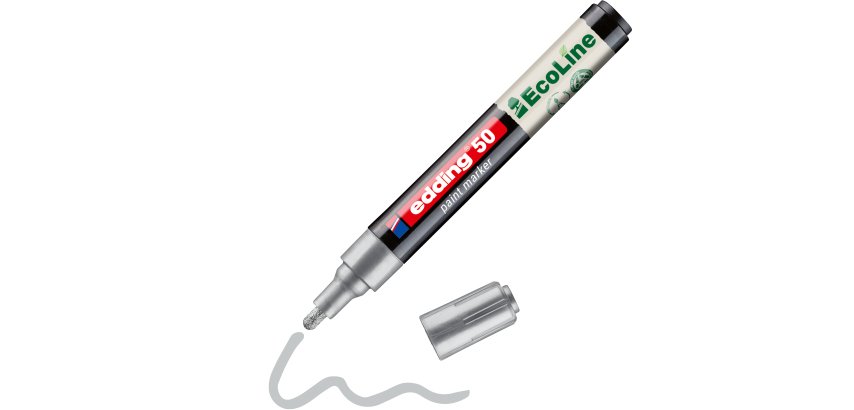 Marqueur edding 50 ecoline peinture base eau pointe      ogive 2/3mm coloris argent
