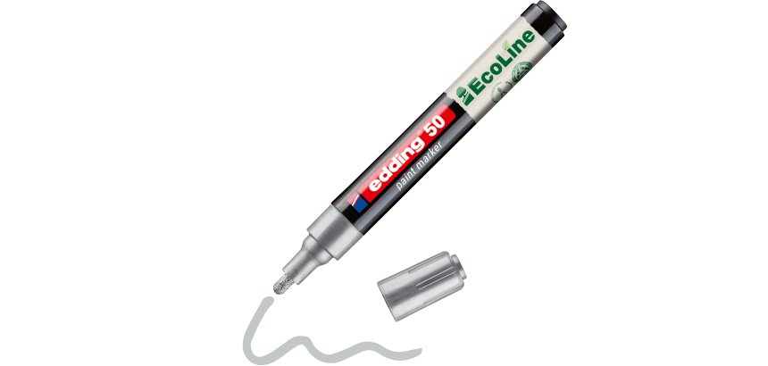 Marqueur edding 50 ecoline peinture base eau pointe      ogive 2/3mm coloris argent