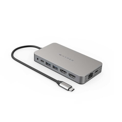 HYPER HDM1H base para portátil y replicador de puertos USB 3.2 Gen 1 (3.1 Gen 1) Type-C Acero inoxidable