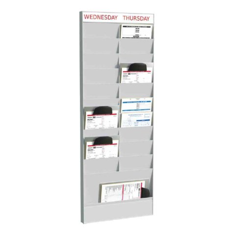 Planning Office Gris élément Suivant 20 cases pour formats A4, L47,7 x H126,3 x P4,6 cm