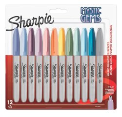 Marqueur permanent sharpie pointe fine 0,9mm encres      assorties pastel blister 12   couleurs
