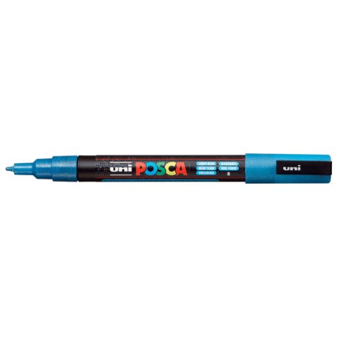 Marqueur pte conique fine en plastique, base d'eau, encre à pigmentation Bleu Clair Pailleté