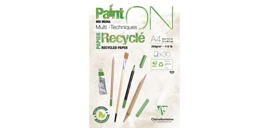 PaintON Recyclé bloc collé 30F A4 250g