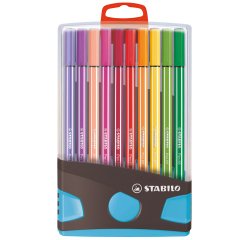 Feutre coloriage stabilo pen 68 encre aquarellable pointe  ogive moyenne robuste color   parade etui chevalet 20