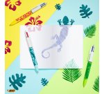 Stylo-bille bic 4 couleurs classiques pointe moyenne 1mm retractable rechargeable      corps effet velours coffret 3