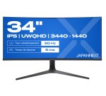 JAPANNEXT JN-IPS340UWQHD60C-C65W-HS écran plat de PC 86,4 cm (34") 3440 x 1440 pixels UltraWide Quad HD LCD Noir, Argent