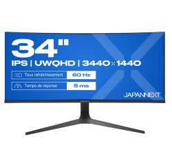 JAPANNEXT JN-IPS340UWQHD60C-C65W-HS écran plat de PC 86,4 cm (34") 3440 x 1440 pixels UltraWide Quad HD LCD Noir, Argent