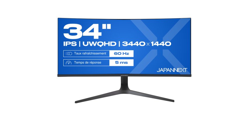 JAPANNEXT JN-IPS340UWQHD60C-C65W-HS écran plat de PC 86,4 cm (34") 3440 x 1440 pixels UltraWide Quad HD LCD Noir, Argent