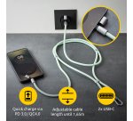 Intenso USB-C Charging Lanyard – Phone Necklace Cable, 60W Fast Charging, Adjustable Length, 1.65 m Nylon, USB-C to USB-C, green