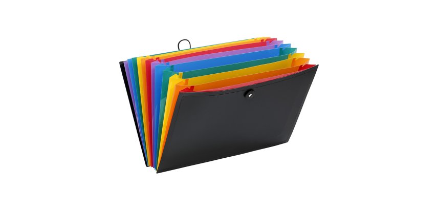 Valise trieur RAINBOW 12 compartiments, en polypro 10/10e, noir intérieur multicolore