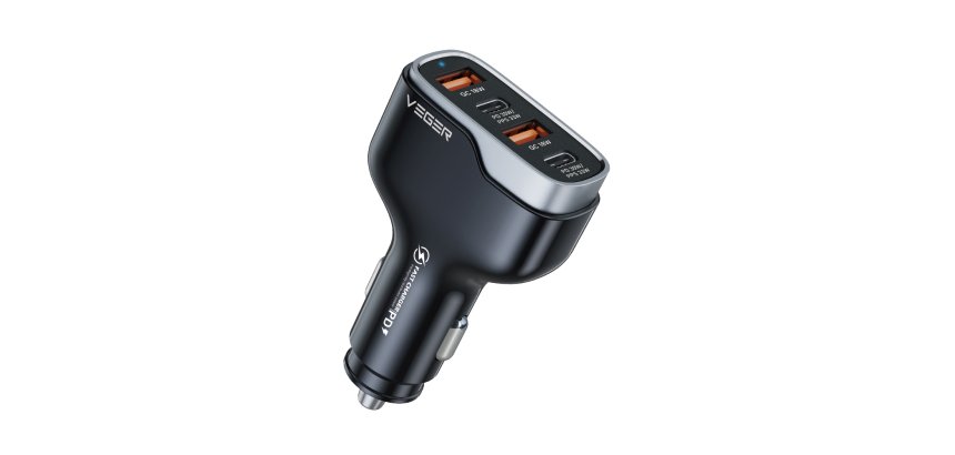 VEGER CC53-2A2C cargador de dispositivo móvil Ordenador portátil, Teléfono móvil, Netbook, Portátil, Smartphone, Universal Negro Encendedor de cigarrillos Carga rápida Exterior