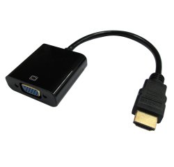 DLH Adaptateur HDMI (M) vers VGA (F) avec port audio (jack 3.5mm) - Câble 16cm - Résolution supportée : 1920x1080 / 60Hz - Noir