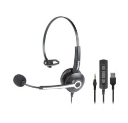 Hamlet HHEADM-UJM headphones/headset Wired Head-band Office/Call center USB Type-A Black
