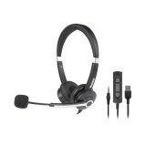 Hamlet HHEADM-UJS headphones/headset Wired Head-band Office/Call center USB Type-A Black