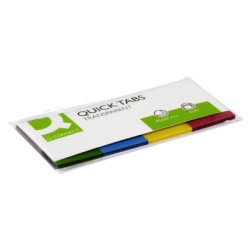 Marque-pages q-connect 25x45mm 160f repositionnable 4 coloris transparents pack 4x40