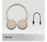 Sony WH-CH520 Headset Wireless Head-band Calls/Music USB Type-C Bluetooth Charging stand Cream