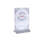 Porte-visuel vertical pied aluminium A5 - Cristal