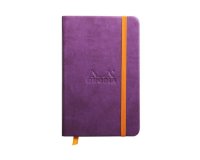 Rhodiarama carnet rembordé rigide 9x14 cm 192 pages uni papier ivoire 90g fermeture élastique - Violet