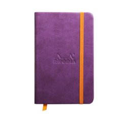 Rhodiarama carnet rembordé rigide 9x14 cm 192 pages uni papier ivoire 90g fermeture élastique - Violet