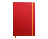 Rhodiarama carnet rembordé rigide A5 192 pages ligné papier ivoire 90g fermeture élastique - Coquelicot