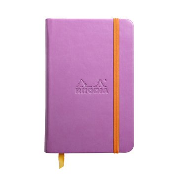 Rhodiarama carnet rembordé rigide 9x14 cm 192 pages uni papier ivoire 90g fermeture élastique - Lilas