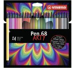 Feutre dessin stabilo pen 68 arty encre inodore base eau   pointe moyenne trace 1mm etui carton 24 unites