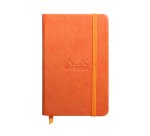 Rhodiarama carnet rembordé rigide 9x14 cm 192 pages uni papier ivoire 90g fermeture élastique - Tangerine
