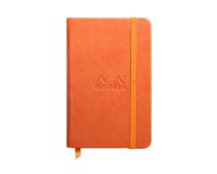 Rhodiarama carnet rembordé rigide 9x14 cm 192 pages uni papier ivoire 90g fermeture élastique - Tangerine
